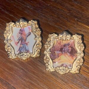 NWOT disney ornate gold pirate enamel pin set of 2